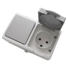 Stikkontakt m/afbryder stænktæt - Elworks